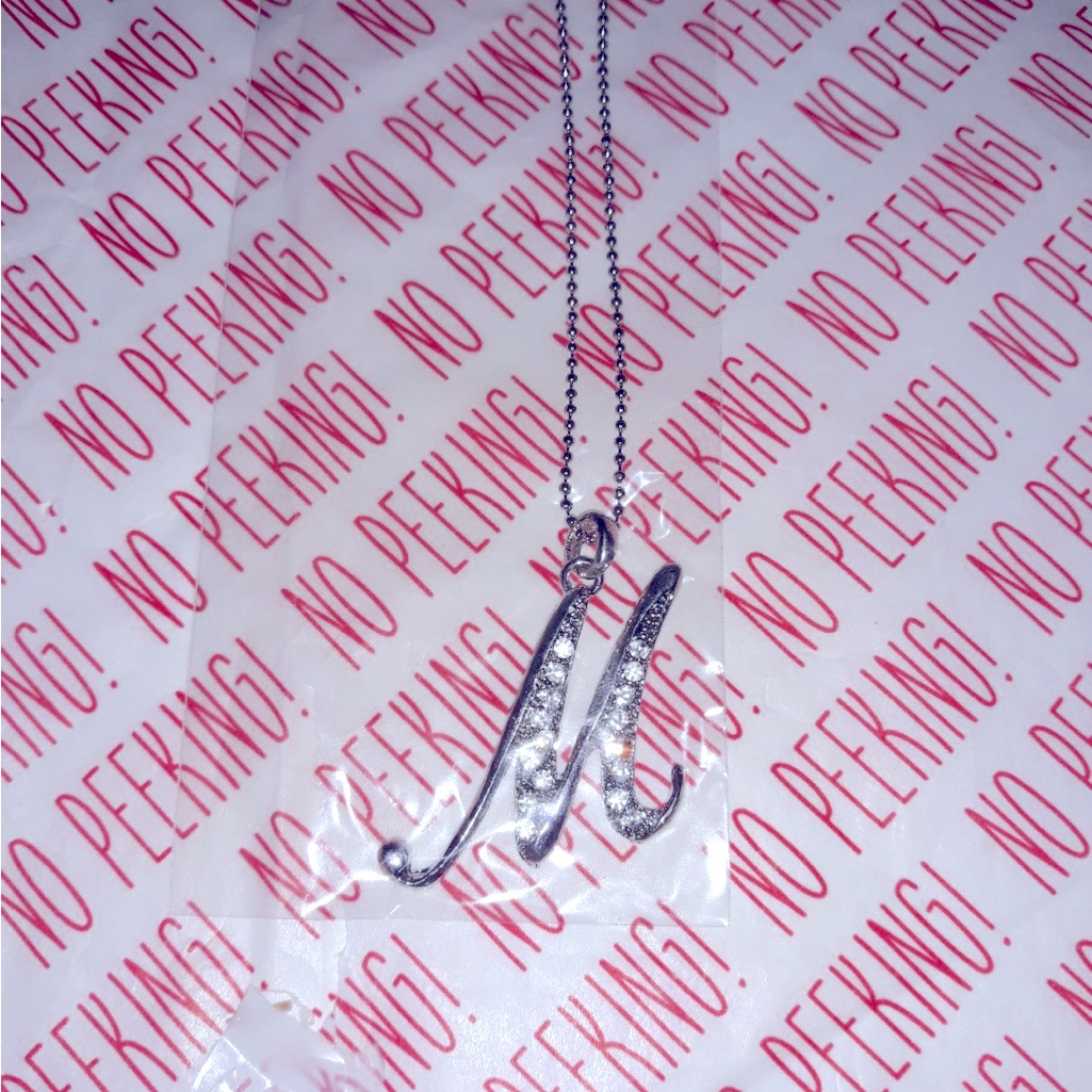 Cursive Initial M Silver Rhodium Brass Pendant WTop Grade Crystal Necklace 904 15$